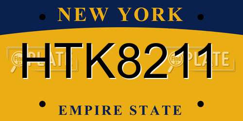 HTK8211 New York License Plate