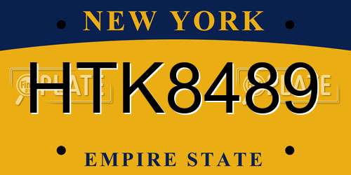 HTK8489 New York License Plate