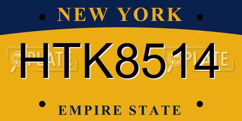 HTK8514 New York License Plate