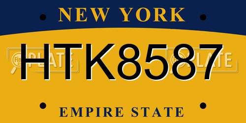 HTK8587 New York License Plate