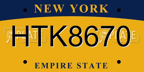 HTK8670 New York License Plate