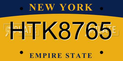 HTK8765 New York License Plate