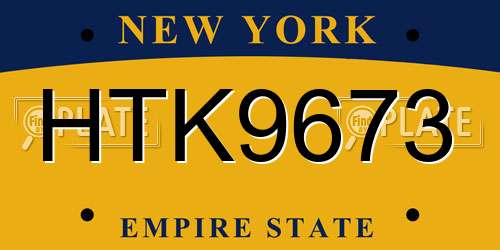 HTK9673 New York License Plate