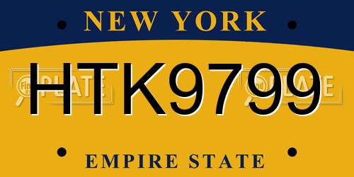 HTK9799 New York License Plate