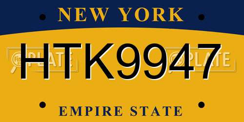 HTK9947 New York License Plate
