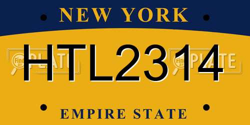 HTL2314 New York License Plate