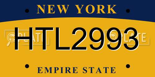 HTL2993 New York License Plate