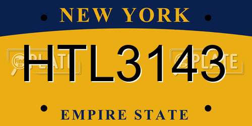 HTL3143 New York License Plate