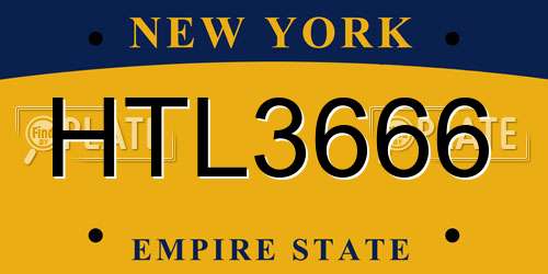 HTL3666 New York License Plate