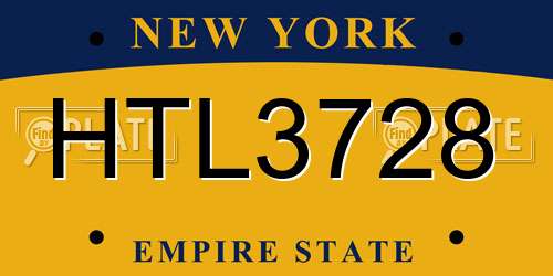 HTL3728 New York License Plate