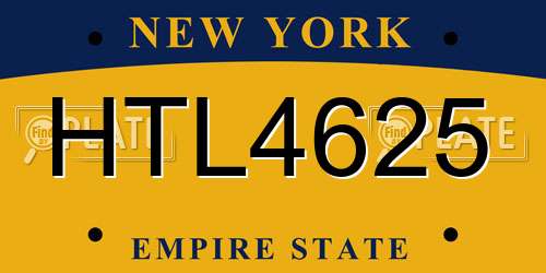HTL4625 New York License Plate