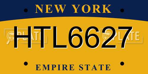 HTL6627 New York License Plate