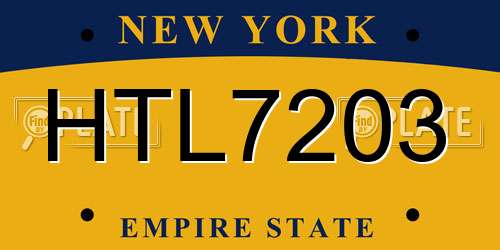 HTL7203 New York License Plate