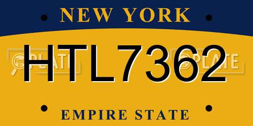 HTL7362 New York License Plate