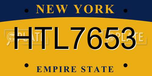 HTL7653 New York License Plate