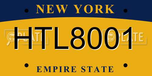 HTL8001 New York License Plate