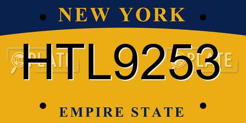 HTL9253 New York License Plate