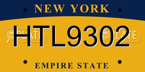 HTL9302 New York License Plate