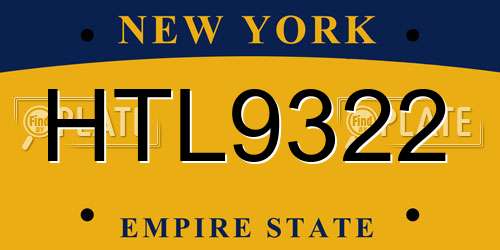 HTL9322 New York License Plate
