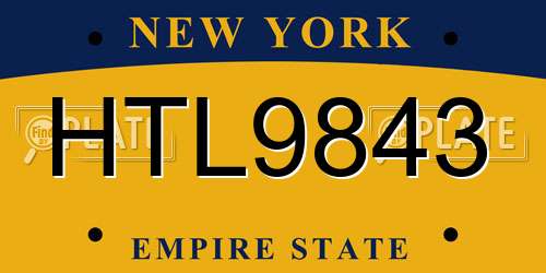 HTL9843 New York License Plate
