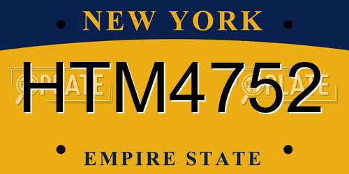 HTM4752 New York License Plate