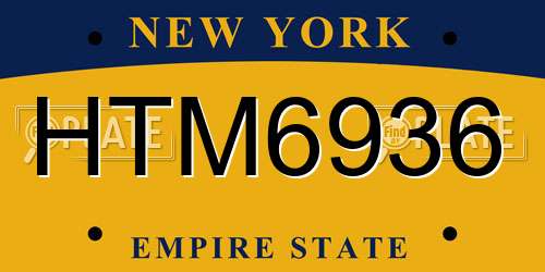 HTM6936 New York License Plate