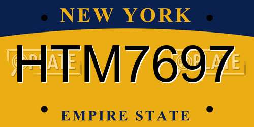 HTM7697 New York License Plate