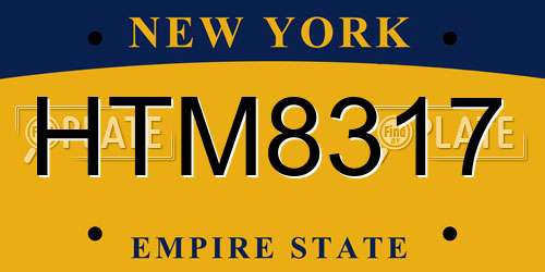 HTM8317 New York License Plate