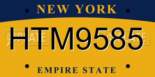 HTM9585 New York License Plate