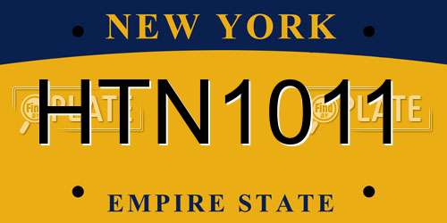 HTN1011 New York License Plate