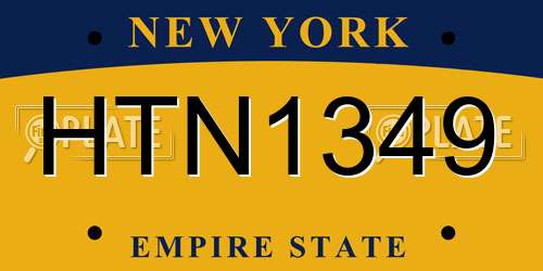 HTN1349 New York License Plate