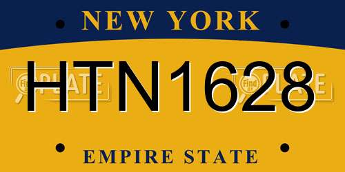 HTN1628 New York License Plate