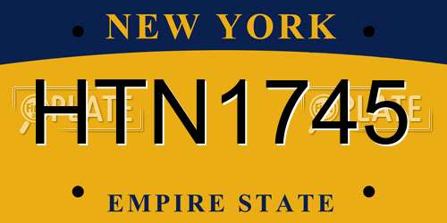 HTN1745 New York License Plate