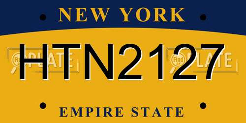 HTN2127 New York License Plate