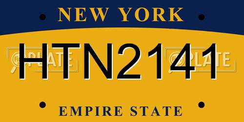 HTN2141 New York License Plate