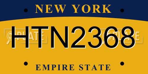 HTN2368 New York License Plate