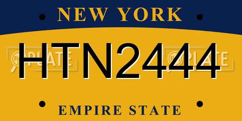 HTN2444 New York License Plate