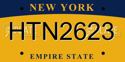 HTN2623 New York License Plate
