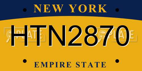 HTN2870 New York License Plate