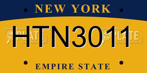 HTN3011 New York License Plate