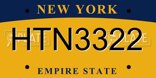 HTN3322 New York License Plate