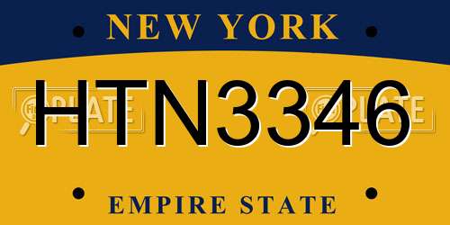 HTN3346 New York License Plate