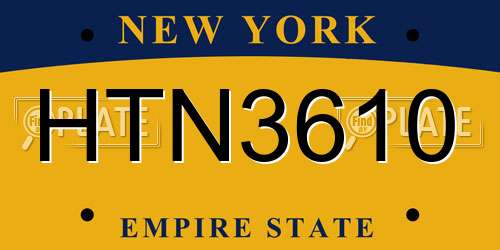 HTN3610 New York License Plate