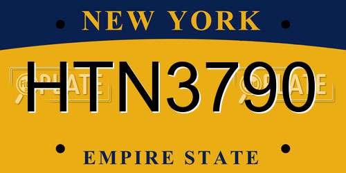 HTN3790 New York License Plate