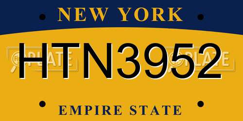 HTN3952 New York License Plate