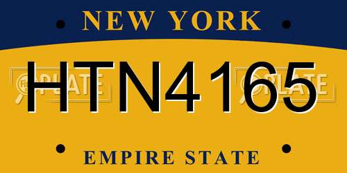 HTN4165 New York License Plate