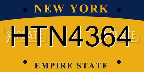 HTN4364 New York License Plate