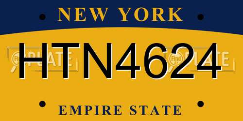 HTN4624 New York License Plate