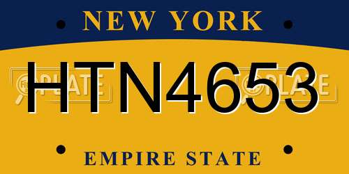 HTN4653 New York License Plate
