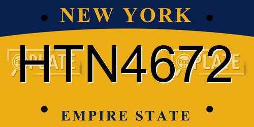 HTN4672 New York License Plate